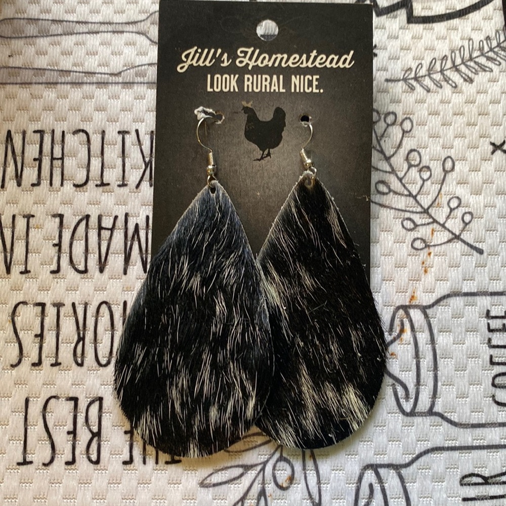 Cowhide leather earrings